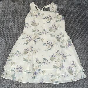 Scarlett Mini Floral Dress.  Lined.  Sleeveless w crossing back straps. SZ 13/14
